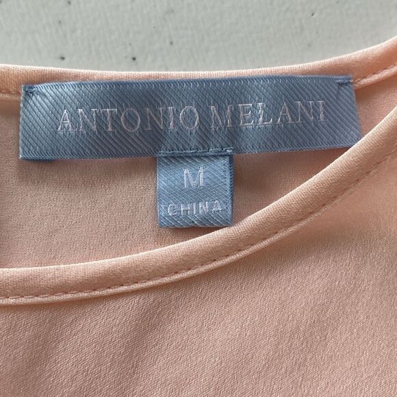 Antonio Melani Gilly Stretchy Silk Rolled Cap Sleeve Blouse High Neck Key Hole - Picture 9 of 14